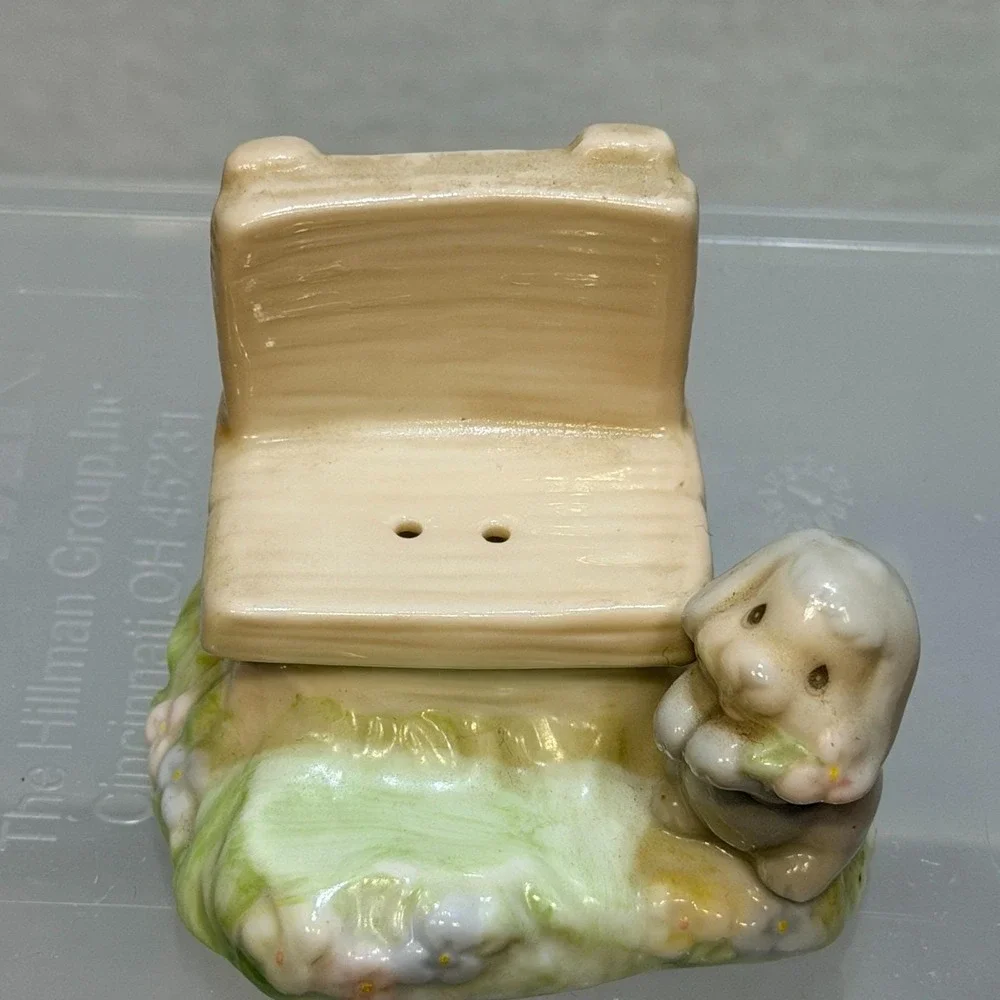 1997 Precious Moments Seasoned With A Smile Salt Pepper Shakers Girl Bench Puppy